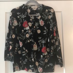 Loft black floral cardigan